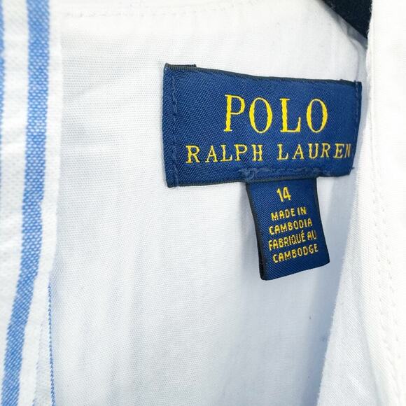 Polo Ralph Lauren Girl's Seersucker Fit-and-Flare Dress Blue/White Girls Size M - Picture 10 of 11